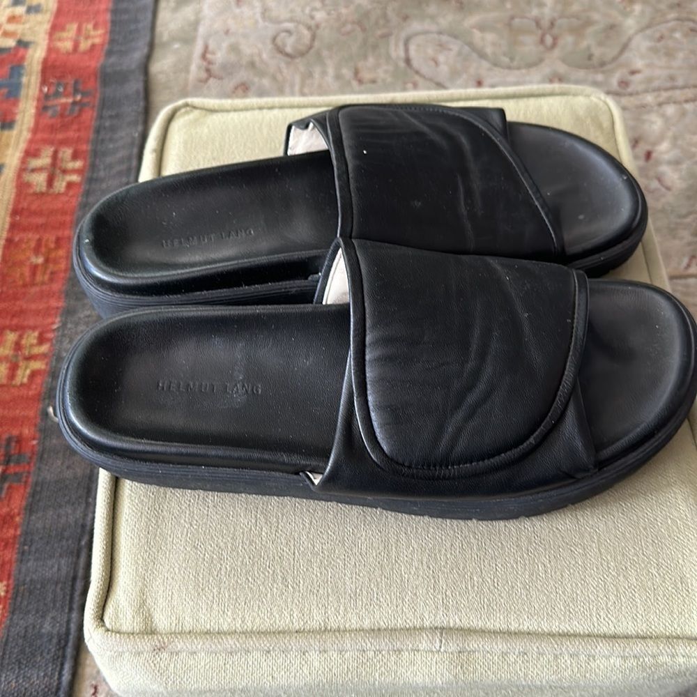 Helmut Lang slides. Black leather. - Picture 4 of 8